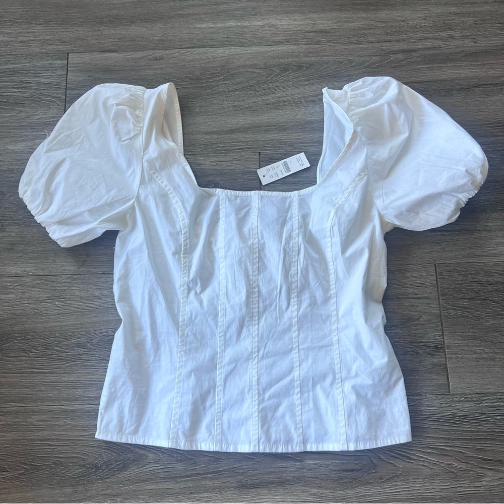 NWT JCrew White Puff Sleeve Blouse size 8